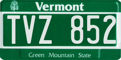 VT license plate TVZ852