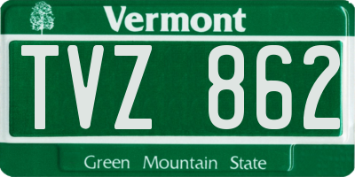 VT license plate TVZ862
