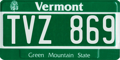 VT license plate TVZ869
