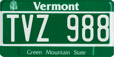 VT license plate TVZ988