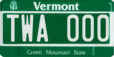 VT license plate TWA000