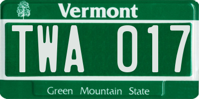 VT license plate TWA017