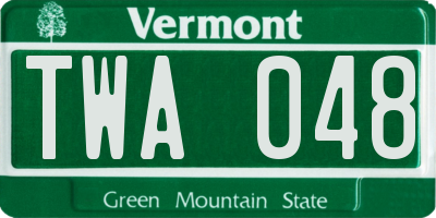 VT license plate TWA048