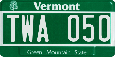 VT license plate TWA050