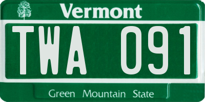 VT license plate TWA091