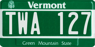 VT license plate TWA127