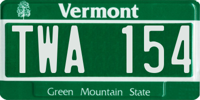 VT license plate TWA154