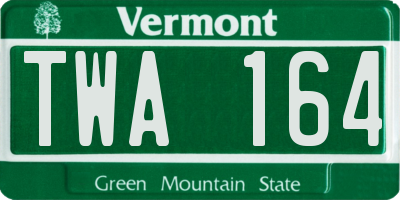 VT license plate TWA164
