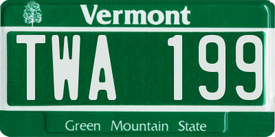 VT license plate TWA199