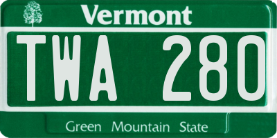 VT license plate TWA280