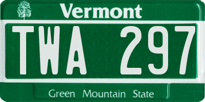 VT license plate TWA297