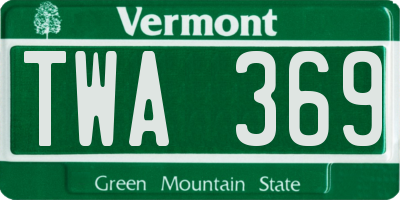 VT license plate TWA369