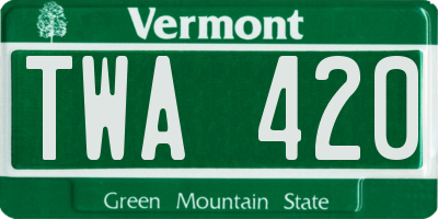 VT license plate TWA420