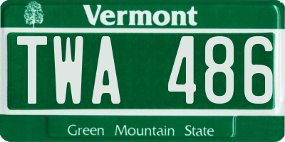 VT license plate TWA486