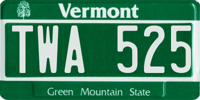 VT license plate TWA525
