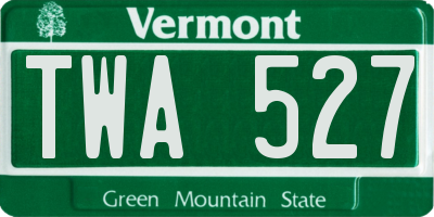 VT license plate TWA527