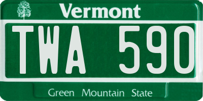 VT license plate TWA590