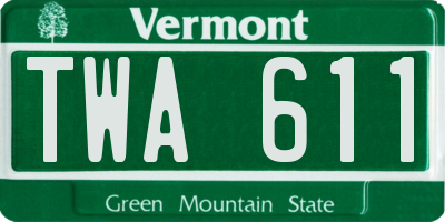 VT license plate TWA611
