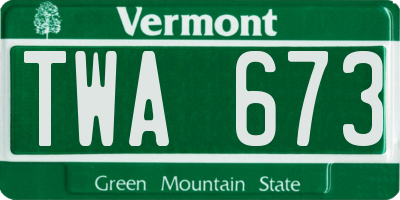 VT license plate TWA673