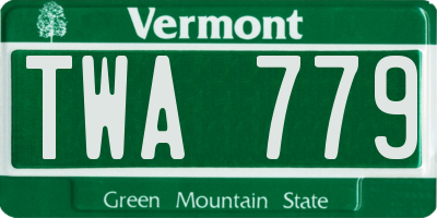 VT license plate TWA779