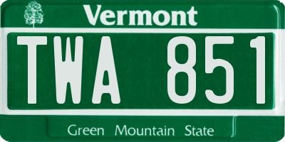 VT license plate TWA851