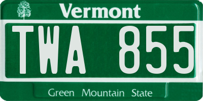 VT license plate TWA855