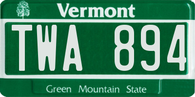 VT license plate TWA894