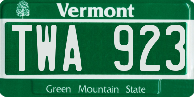 VT license plate TWA923