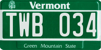 VT license plate TWB034