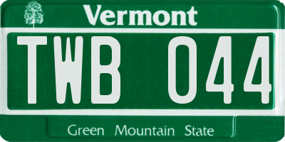 VT license plate TWB044