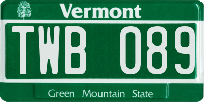 VT license plate TWB089