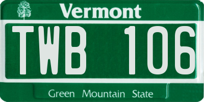 VT license plate TWB106