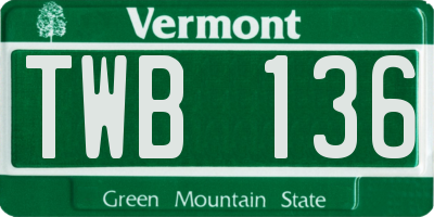 VT license plate TWB136