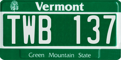 VT license plate TWB137