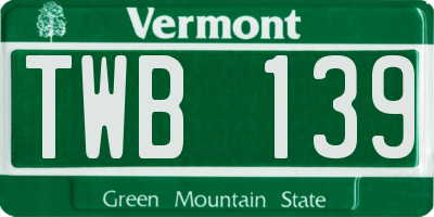 VT license plate TWB139