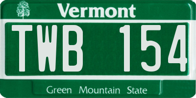 VT license plate TWB154
