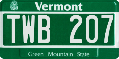 VT license plate TWB207
