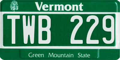 VT license plate TWB229
