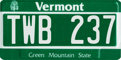 VT license plate TWB237