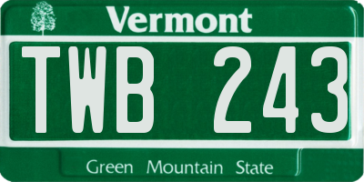 VT license plate TWB243