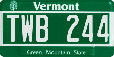 VT license plate TWB244