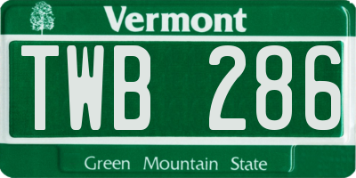 VT license plate TWB286