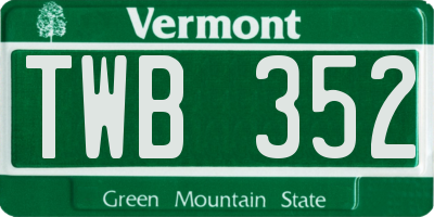 VT license plate TWB352