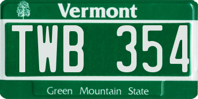 VT license plate TWB354