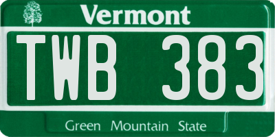 VT license plate TWB383