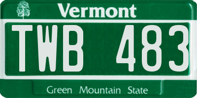 VT license plate TWB483