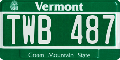 VT license plate TWB487