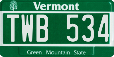 VT license plate TWB534