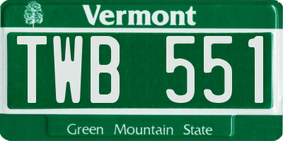 VT license plate TWB551
