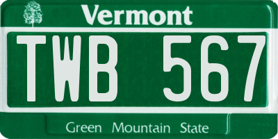 VT license plate TWB567